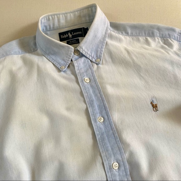 RALPH LAUREN BLAIRE 100% Cotton Men’s Shirt, Light Blue and White, Size Large - Picture 13 of 16